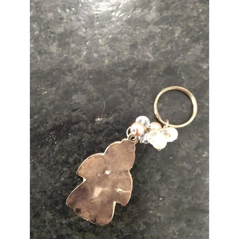 Guardian Angel Boy Keychain Gold Tone Enamel Prayer Beads Religious Charm - Picture 2 of 4